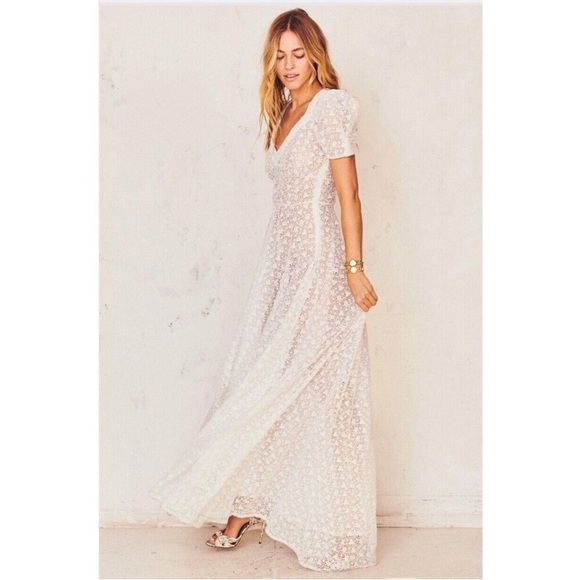 LoveShackFancy Castella Gown Lace Embroidered Maxi Dress White Size 00 NWT - Picture 10 of 11